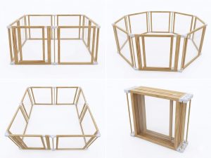 Adjustable shape foldable wooden baby playpen more flexible to be baby play fence and baby play area